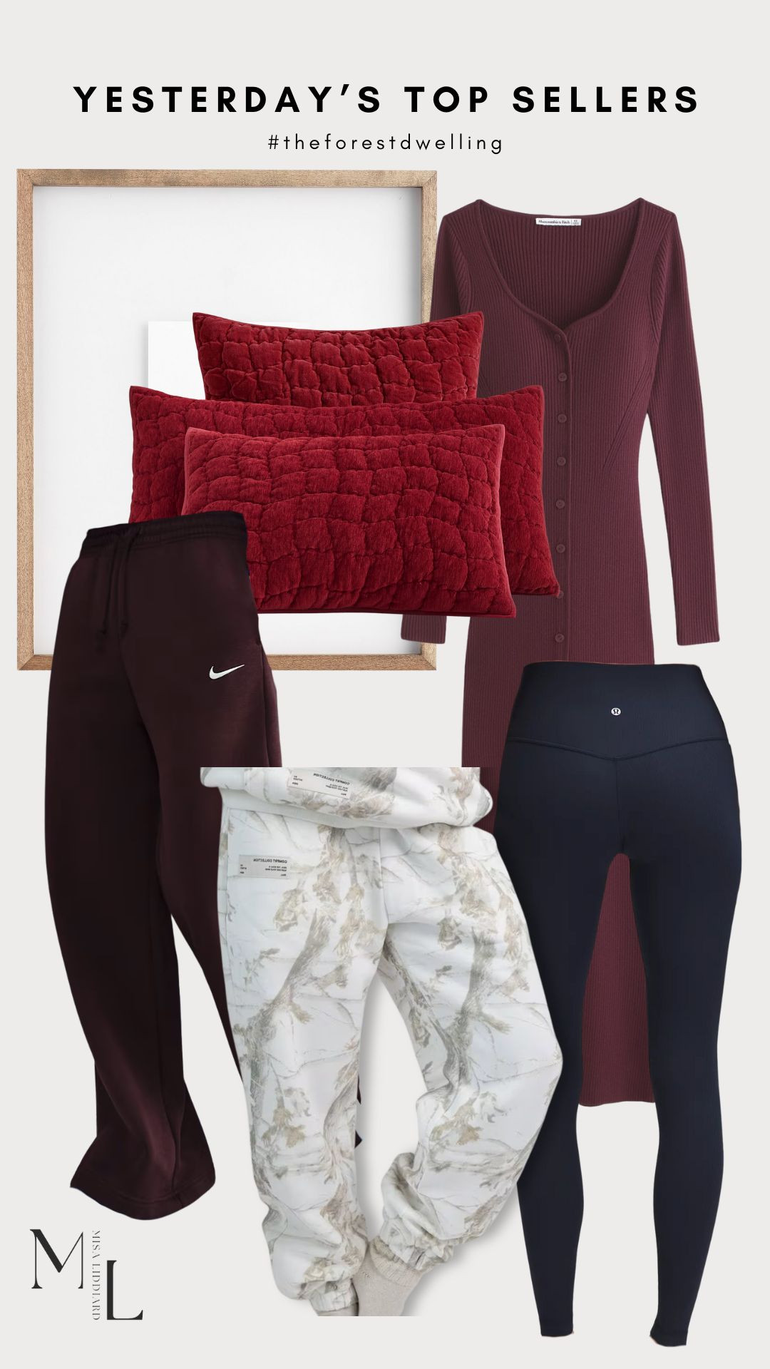 Sharing the top sellers from yesterday. The Nike sweats are the perfect high waisted, wide leg fit. I have them in a few colors and they are so good! The Comfrt sweats are a family favorite. They have matching prints for everyone, including the dog! They are made with a slightly weighted fabric. So cozy! These are my all time favorite leggings. They will last for years and come in a bunch of different colors. The fabric is so soft too. I have the Cozy Cloud Quilt in Ruby and Blue Steel. The texture is perfection. This is the sweater dress that I wore for our family pictures. Such a versatile look for the holiday season. 

 #LTKGiftGuide #LTKootd #LTKHome