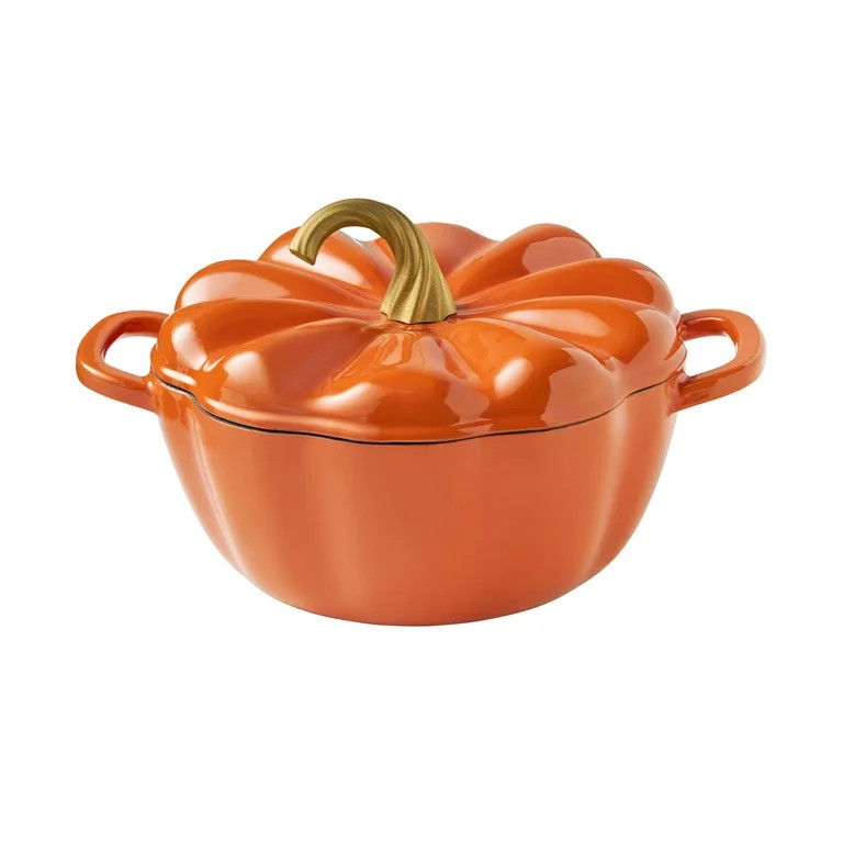 The Pioneer Woman 3.5-Quart Pumpkin-Shaped Enamel on Cast Iron Dutch Oven, Orange - Walmart.com | Walmart (US)