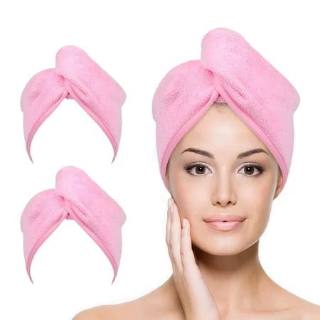Microfiber Hair Towel Wrap for Women 2 P Super Absorbent Quick Dry Hair Turban for Drying Curly Long | Walmart (US)