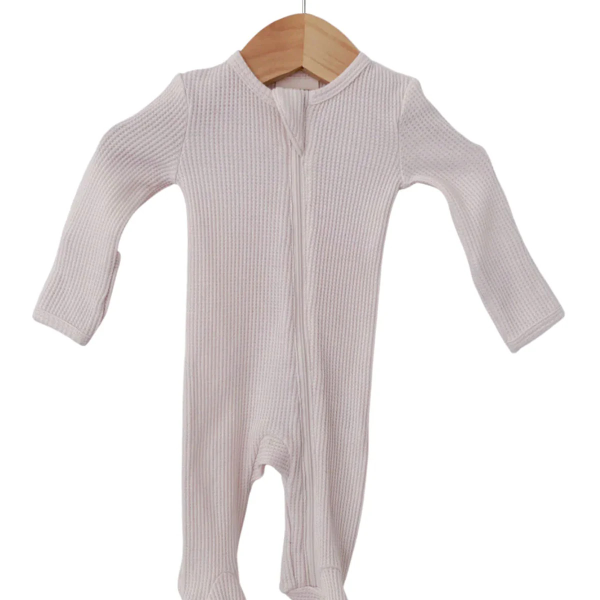 Organic Waffle Basic Zip Footie, Snow | SpearmintLOVE