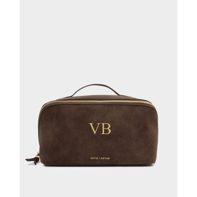 Soho Large Suedette Makeup and Wash Bag in Chocolate | Katie Loxton Ltd. (UK)