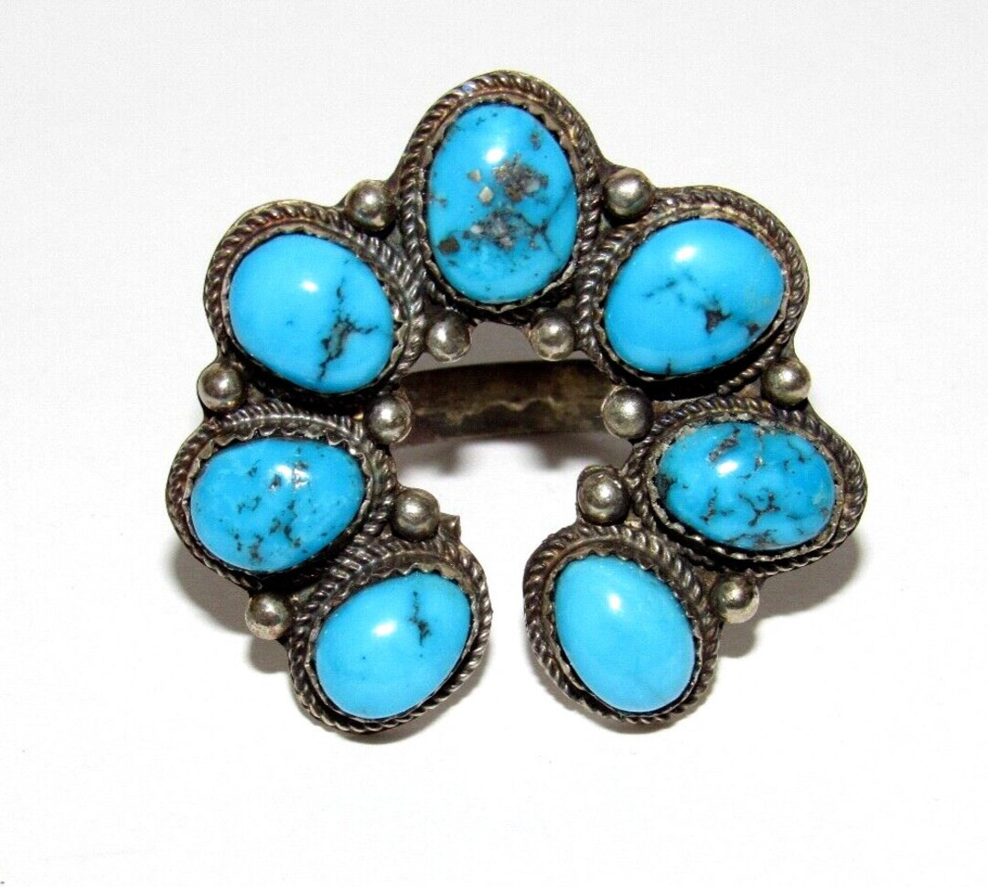 Navajo Naja Ring Size 7 Kingman Turquoise Statement Ring Native Signed - Etsy | Etsy (US)