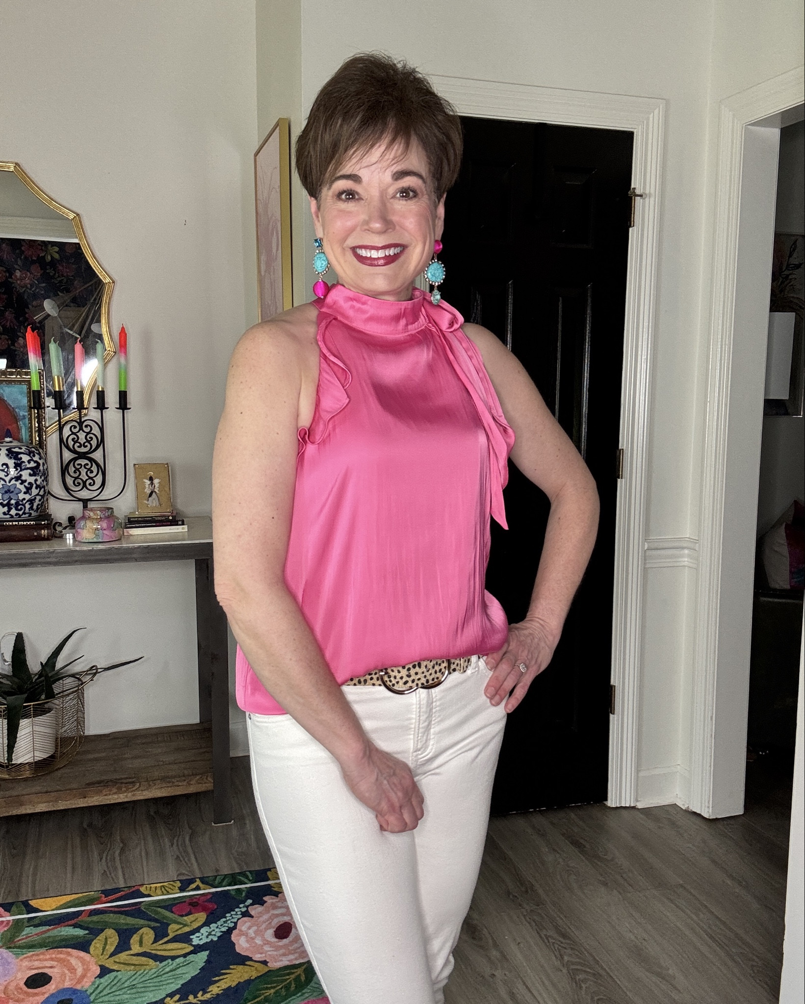 Wear what you love in colors and necklines that you feel good in. Yes there are methods for determining what should suit your body type best but ultimately you need to love it.
The top is Ann Taylor and I snagged it on sale so it’s not still available but I will tag similar if this is your style.
Why not wear the special shoes on a day that you work from home? 

#LTKMidsize #LTKOver40 #LTKStyleTip