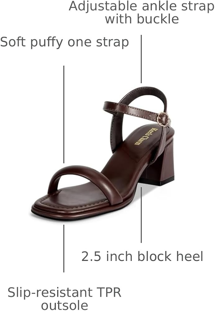 Women's Chunky Block Heeled Sandals 2.56 Inches Open Toe Ankle Strap Block High Heel Sandal Dress... | Amazon (US)