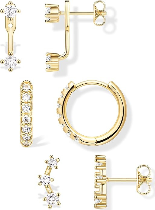 3 Pairs St Patrick's Day Earrings for Women, Trendy Small Gold Plated Hypoallergenic Stud Huggie ... | Amazon (US)