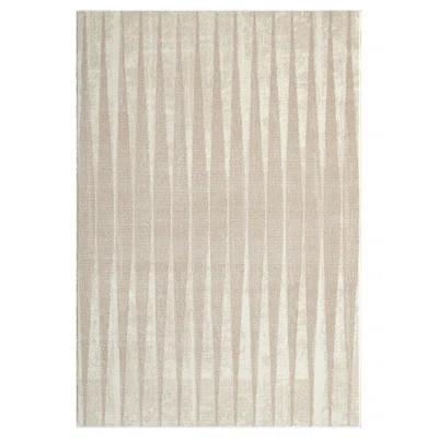Abani Rugs TER150A Beige Cream Geometric Vertical Lines Neutral Transitional Area Rug | Wayfair North America