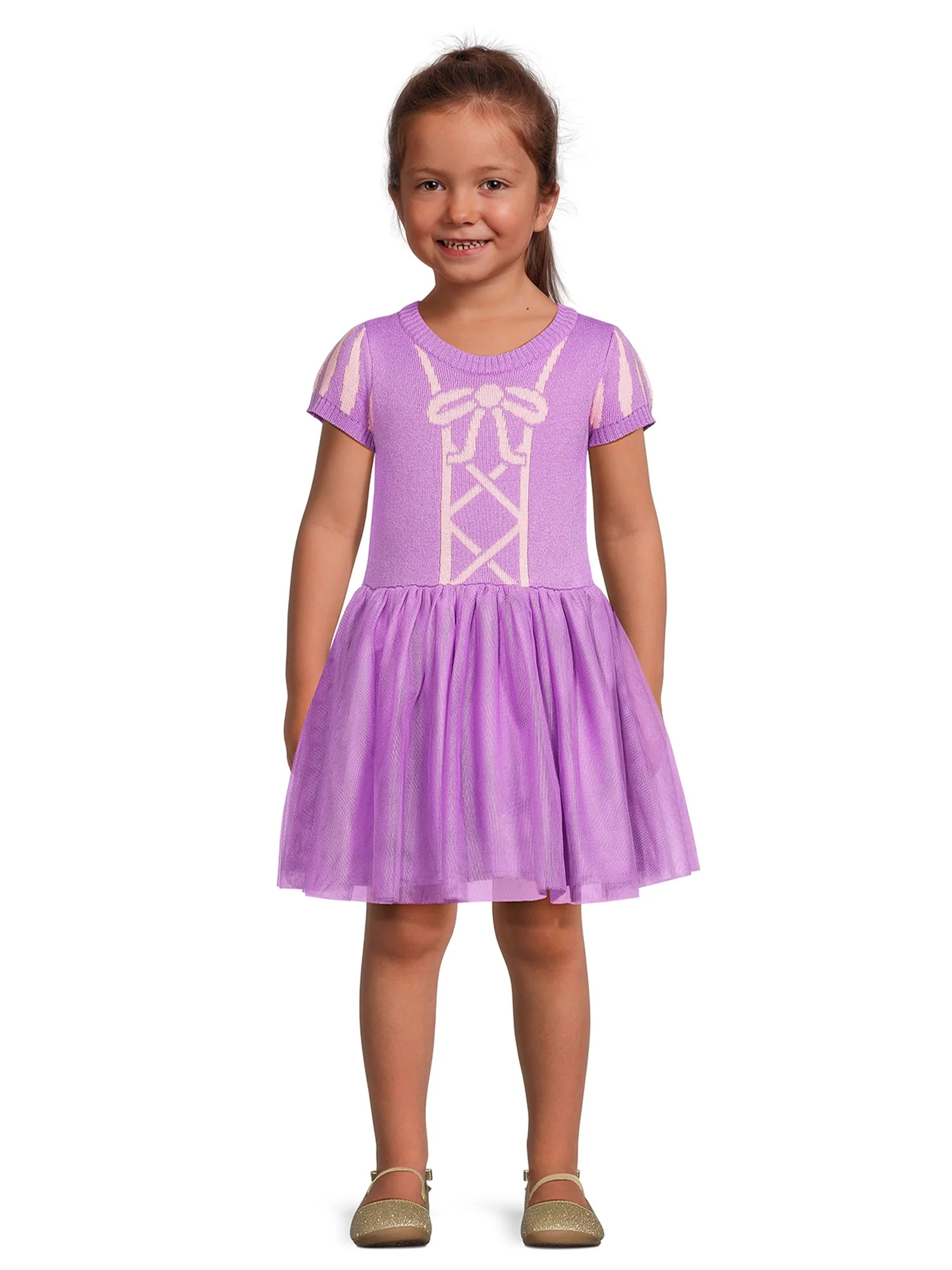 Disney Tangled Toddler Girls Rapunzel Cosplay Sweater Dress, 12 Months-5T | Walmart (US)