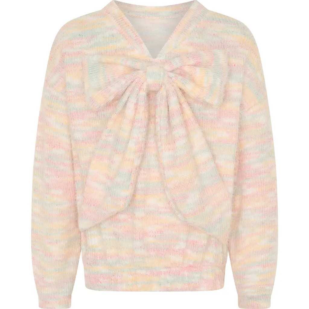 TINY TRIBE Kids' Bow Back Sweater in Pink Multi at Nordstrom, Size 4T Us | Nordstrom