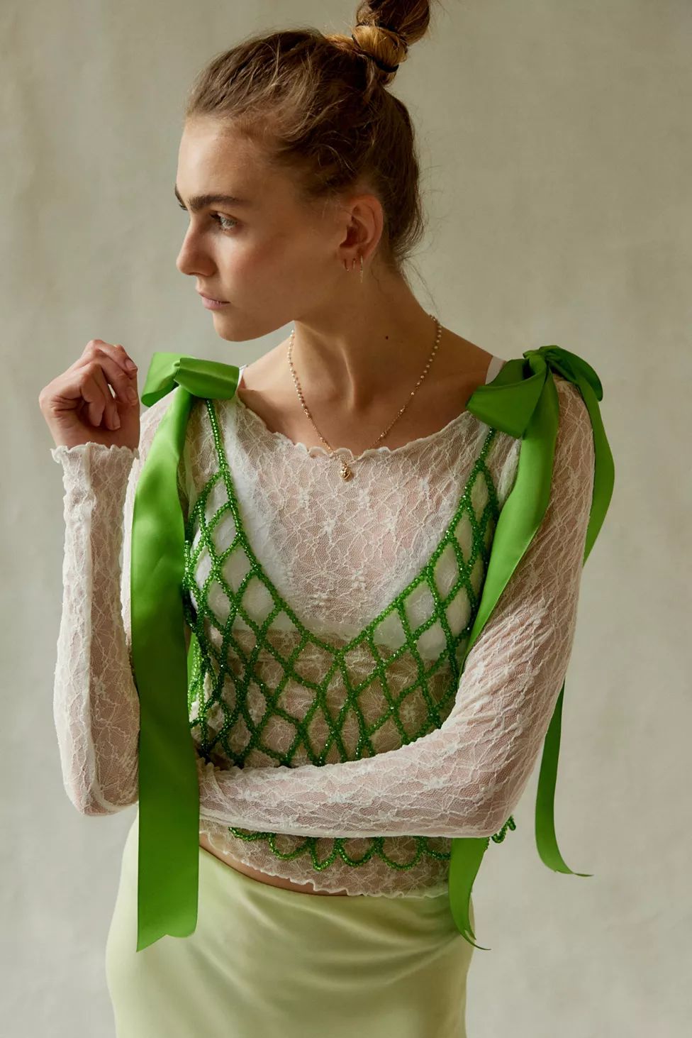 Lulu Beaded Bow Top | Urban Outfitters (US and RoW)