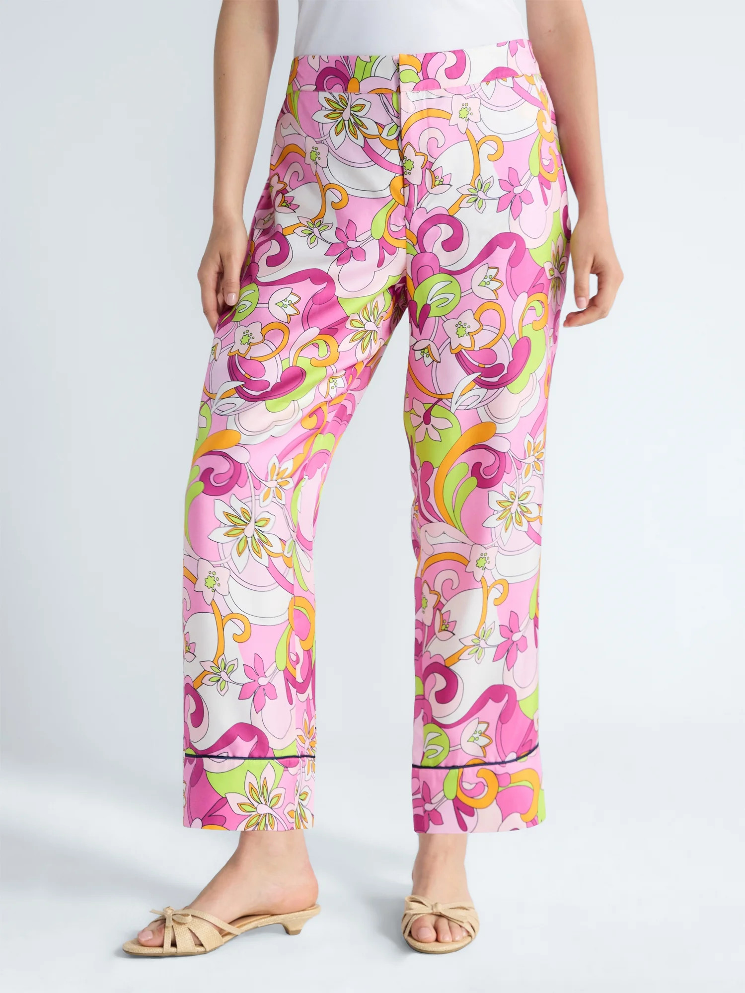 Free Assembly Women's and Women's Plus Cropped Silk Day Jama Pants, 27" Inseam, Sizes XS-4X | Walmart (US)