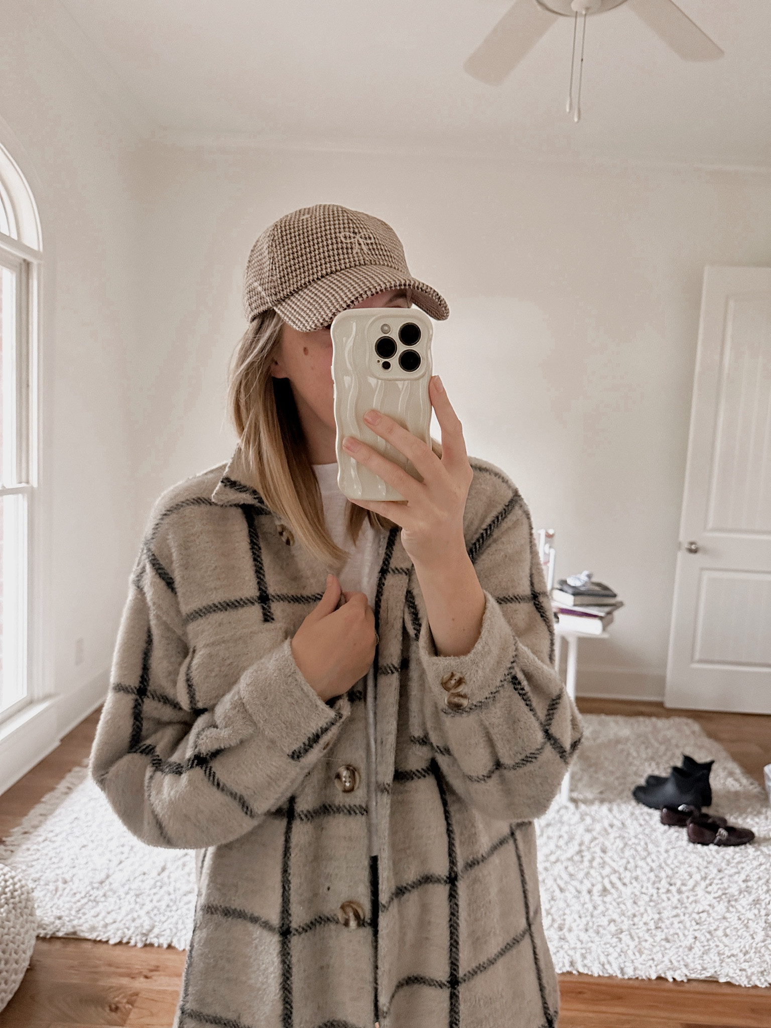 Plaid fleece shirt jacket with herringbone tweed bow baseball hat. Fall outfit. 



#LTKStyleTip #LTKFindsUnder100 #LTKSeasonal