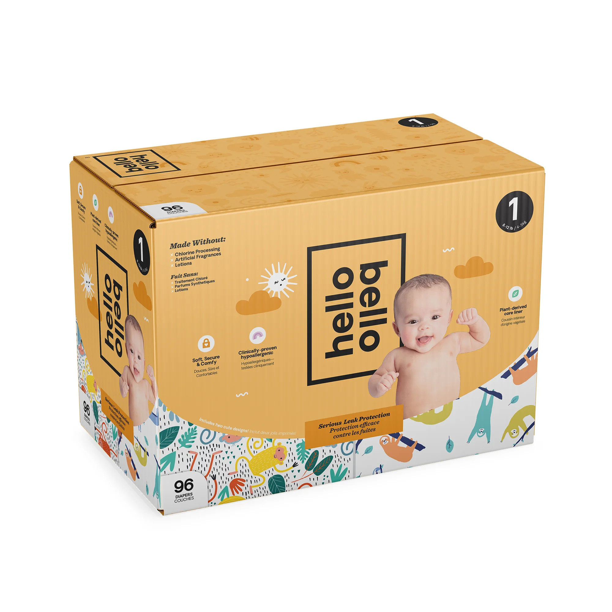 Hello Bello Daytime Diapers - Size 1 - Sleepy Sloths & Going Bananas - Walmart.com | Walmart (US)