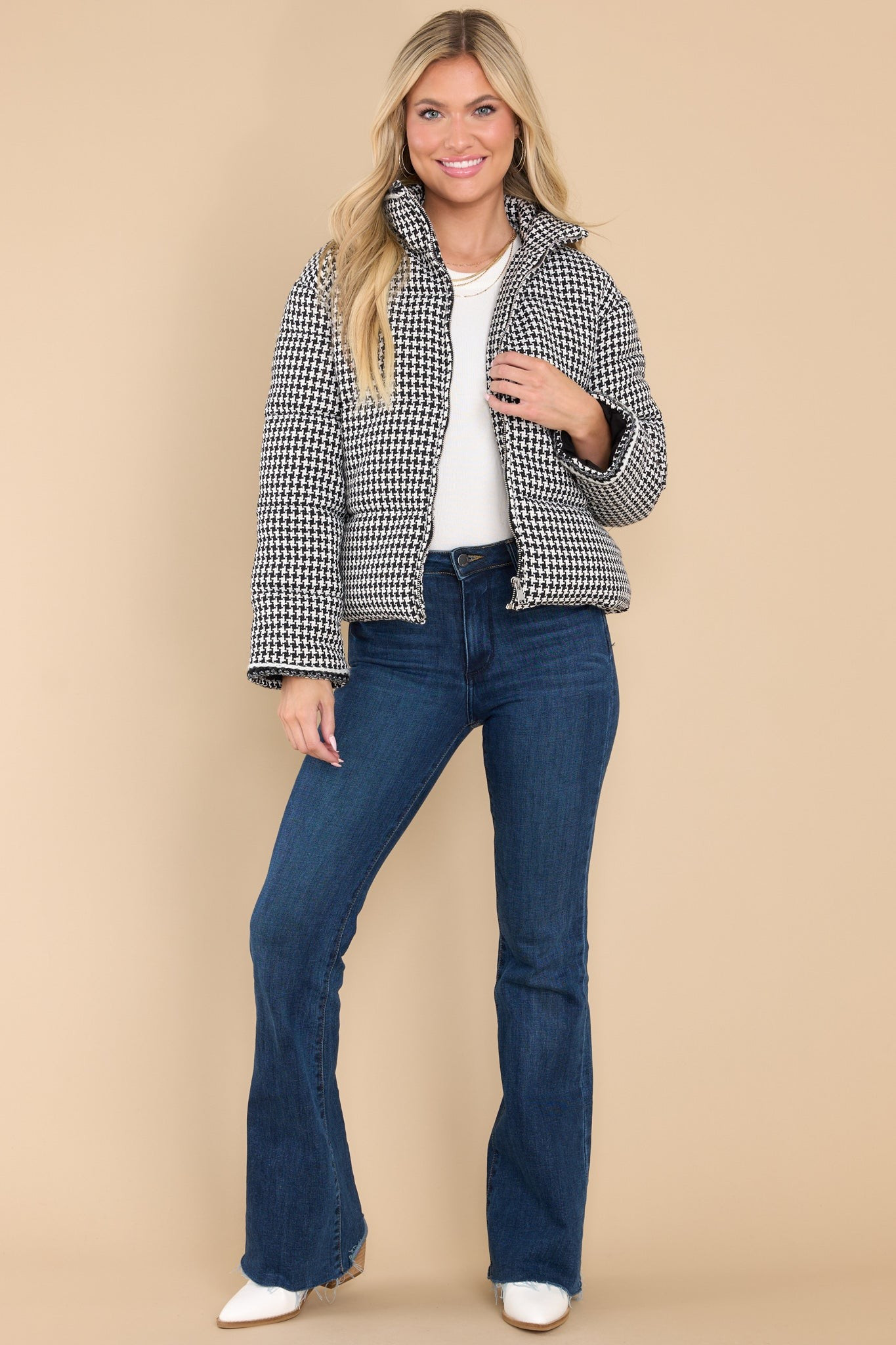 Outside The Box Black And White Jacket | Red Dress 