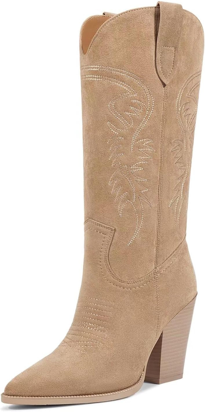 Cowboy Boots Cowgir Boots for Women, Pointed Toe Chunky Heel Western Boots | Amazon (US)