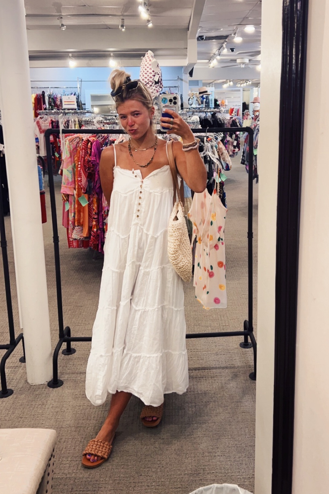 This dress is the easiest way to be comfy but look effortlessly cute. I wear these slides everyday. Bag goes with everything I love it. Sunglasses are a MUST. 

#LTKtravel #LTKitbag #LTKunder50