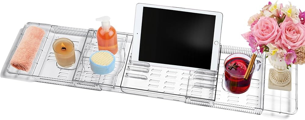 Expandable Bathtub Tray for Tub, Clear & Easy Maintenance Acrylic Material, Bath Organizer for Re... | Amazon (US)