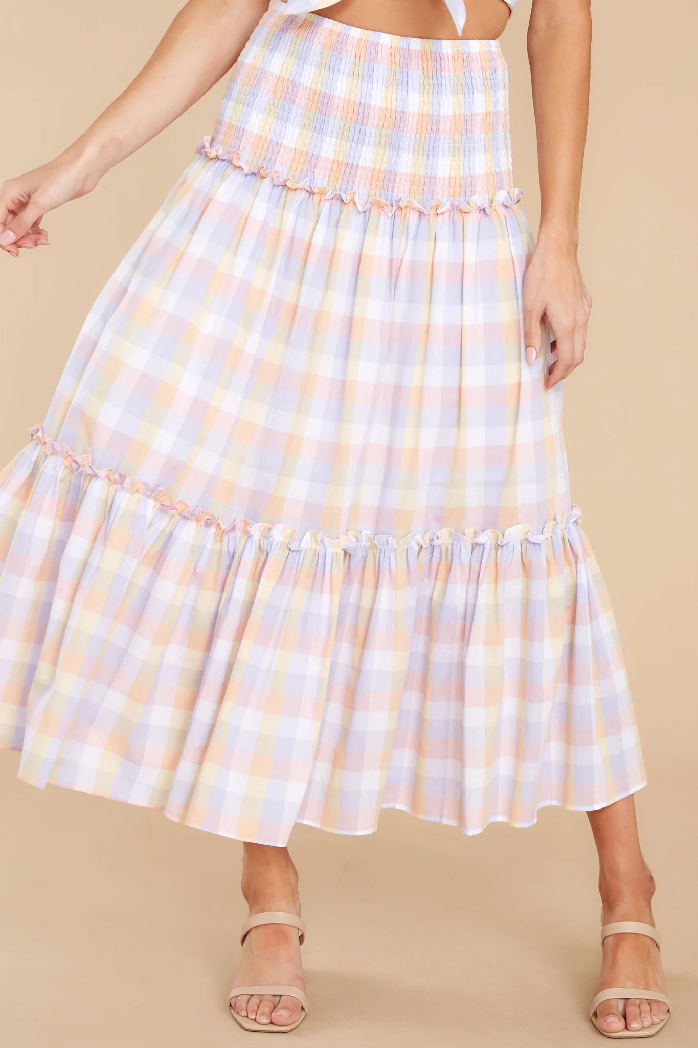 Cute As Pie Lavender Multi Gingham Skirt | Red Dress 