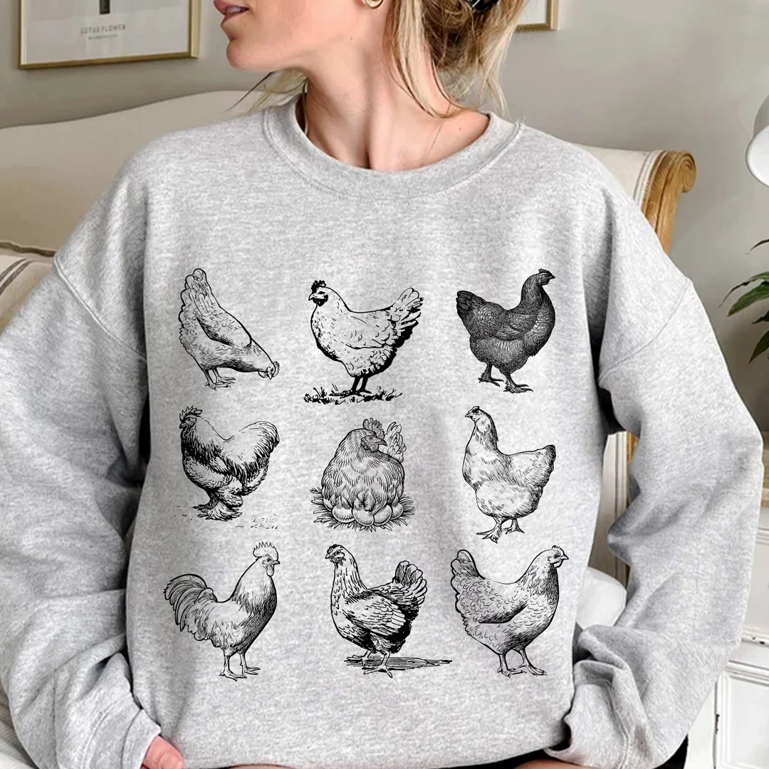 Cute Chickens Sweatshirt for Farmer Funny Chicken Sweater - Etsy | Etsy (US)