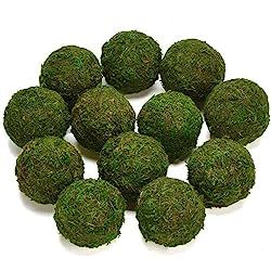 BYHER Natural Green Moss Decorative Ball,Handmade (3.5"-Set of 6) | Amazon (US)