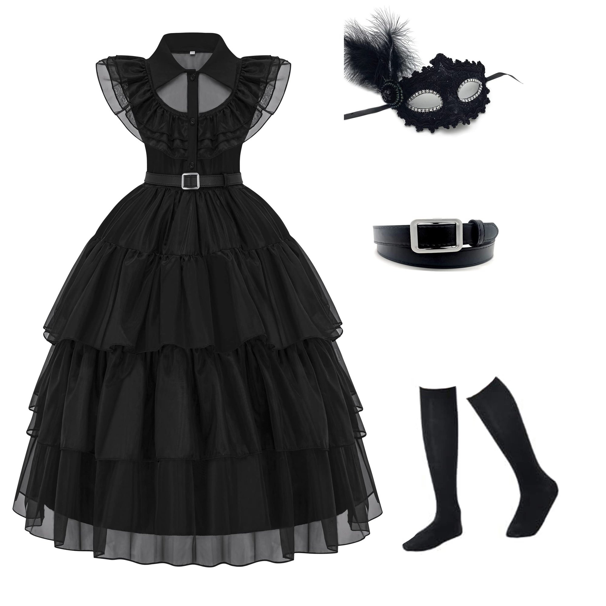 GZ-LAOPAITOU Wednesday Addams Costume for Girls Cosplay Addams Princess Black Dance Dress School ... | Walmart (US)