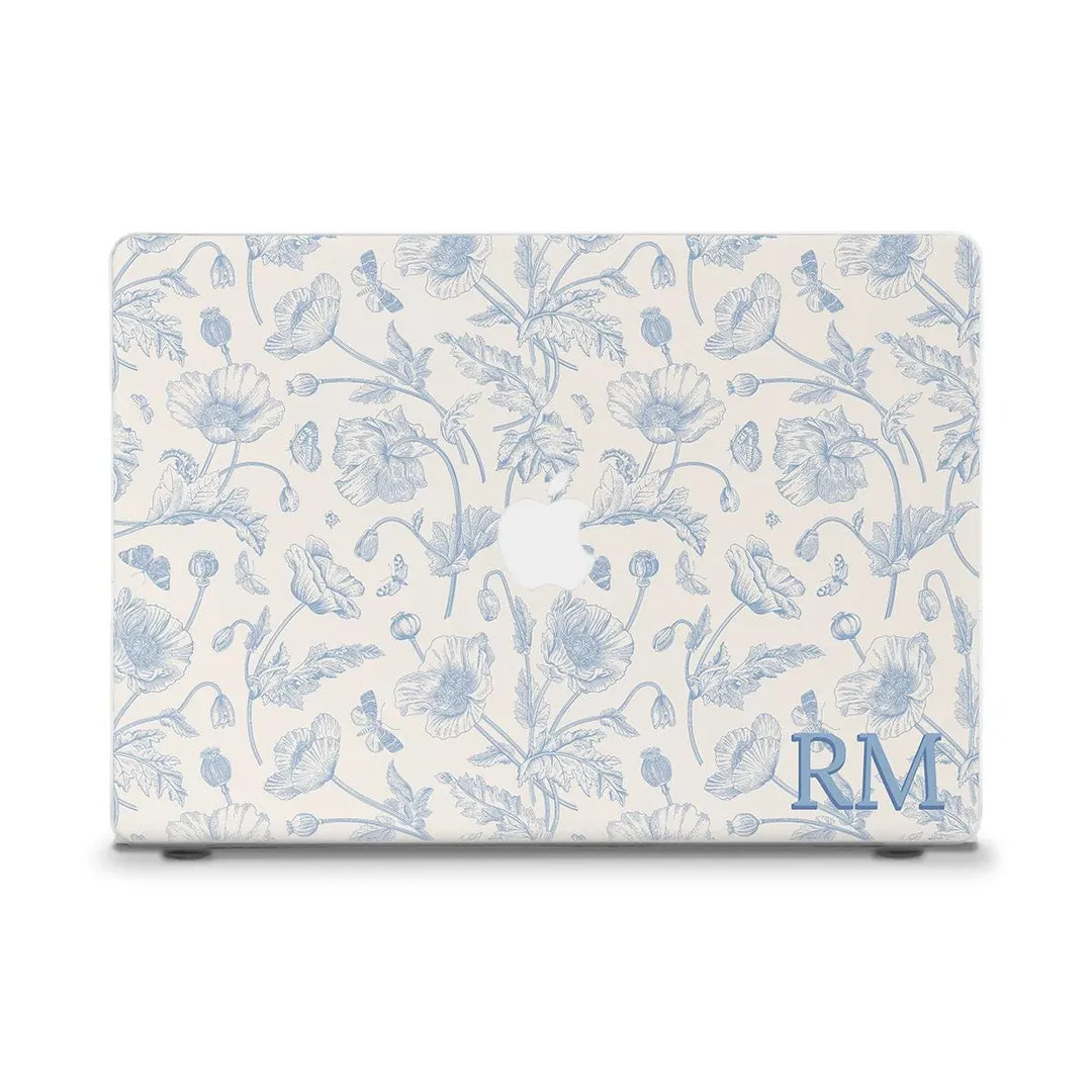 Initials MacBook case Blue flowers MacBook Air 13 15 M2 M3 M4 Pro 13 14 16 Aesthetic custom monog... | Etsy (Global)