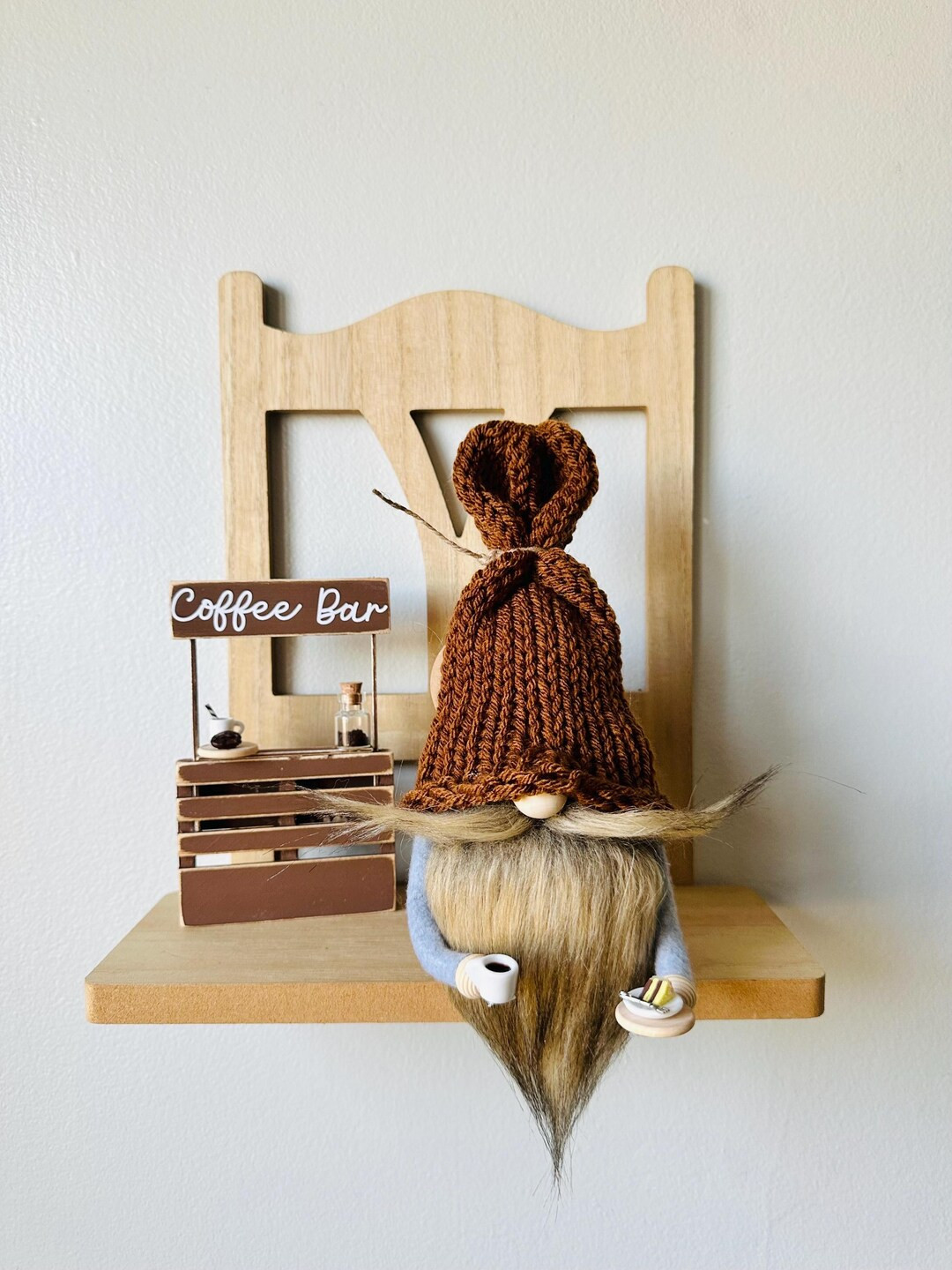 Knit Coffee Gnome: Tiered Tray Decor, Coffee Lover Gift - Etsy | Etsy (US)