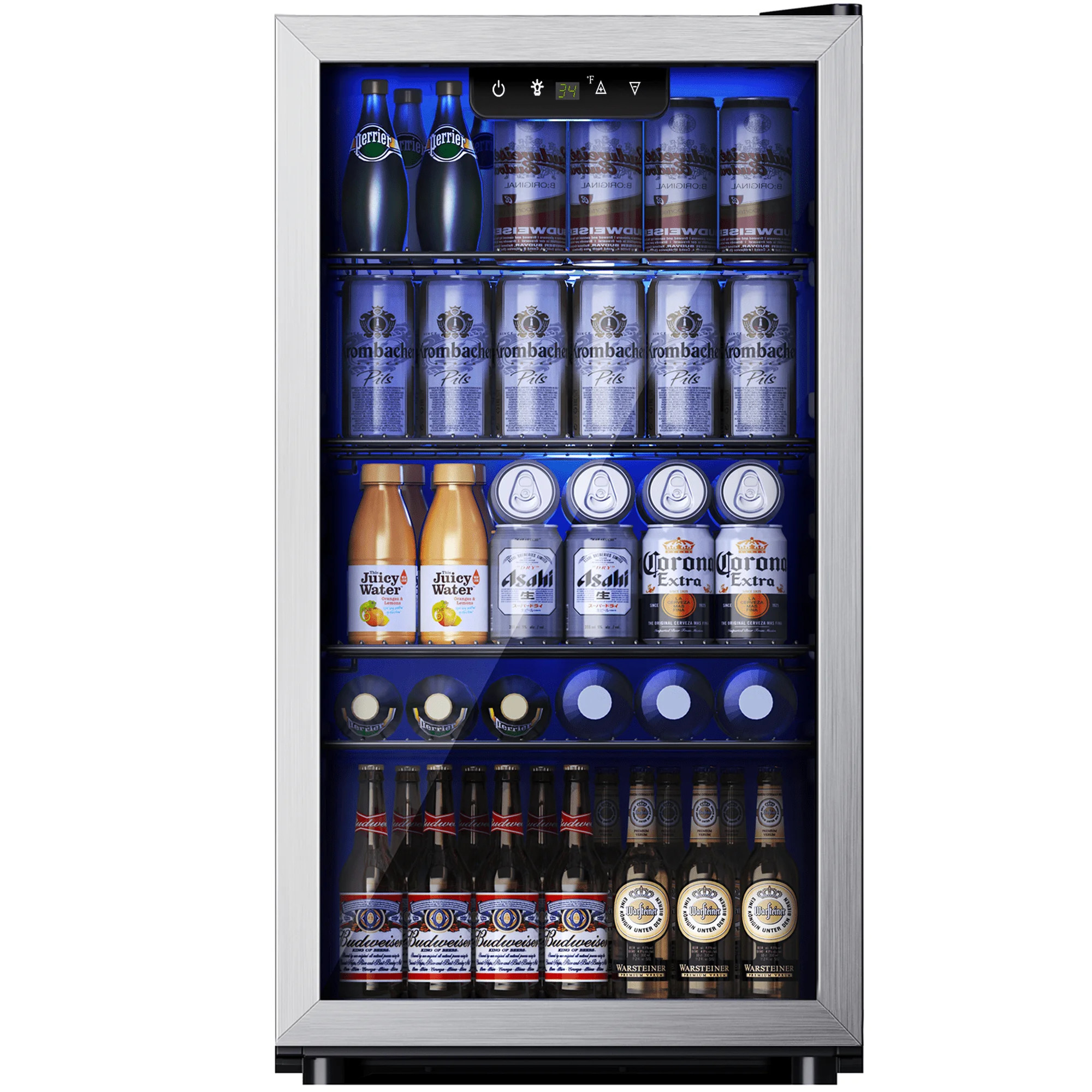 Simzlife 130 Can Beverage Refrigerator with Glass Door for Home, 17.3 in D, 31.3 in H, Silver | Walmart (US)