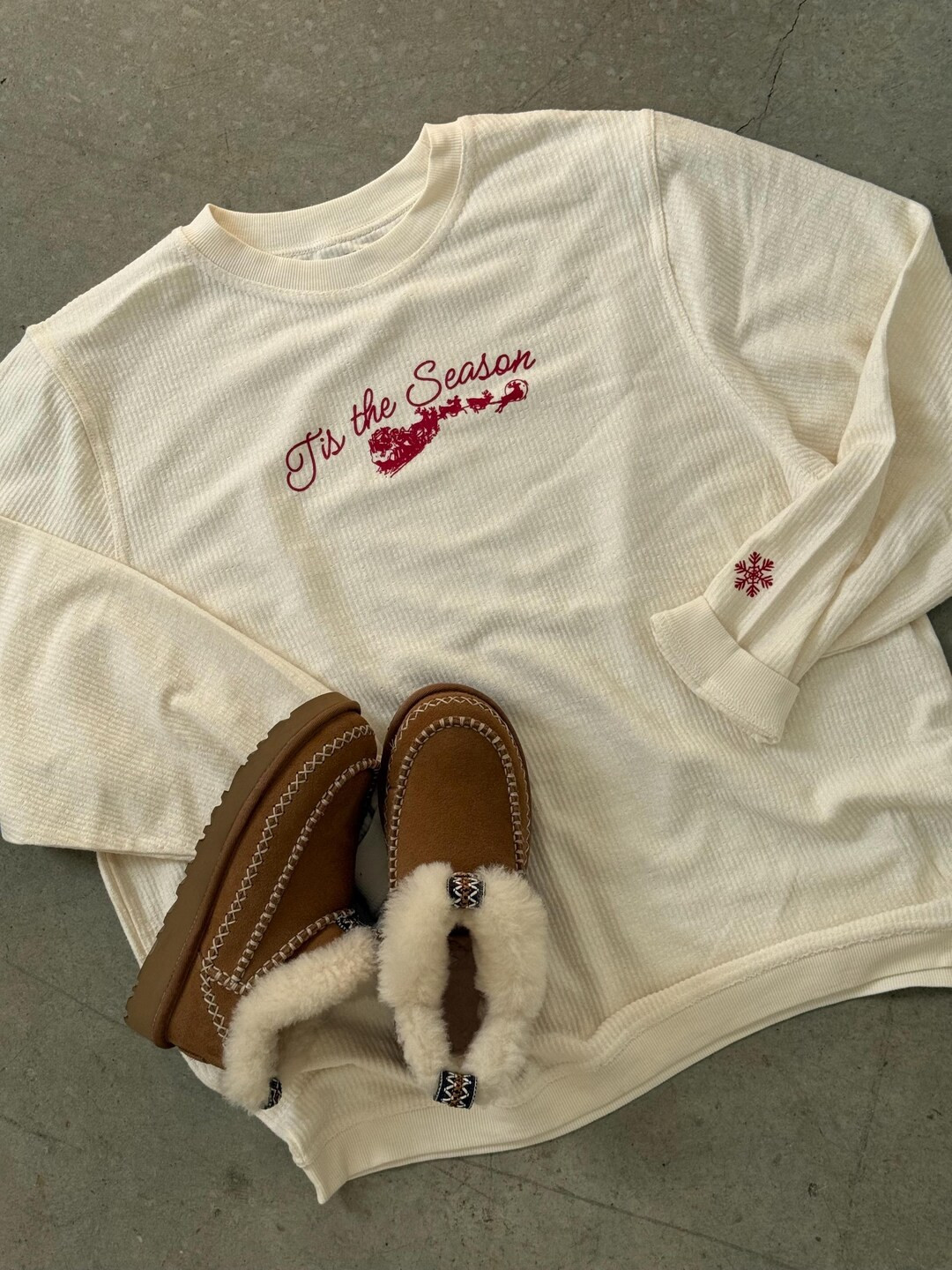 Tis the Season Corded Crewneck | Cream or Navy Corded Sweatshirt | Vintage Christmas Pullover - E... | Etsy (US)