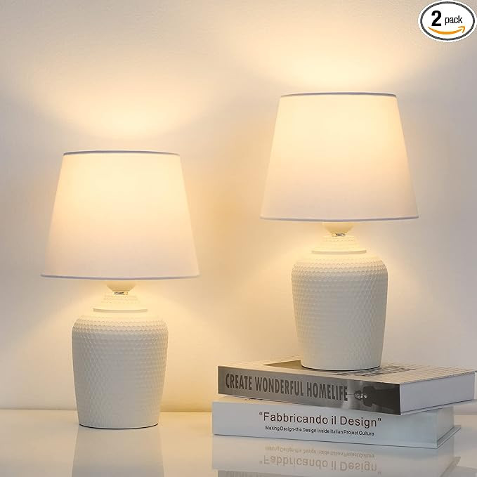 Sucolite Small Table Lamps Set of 2, Bedside Nightstand Lamps for Bedroom Kid’s Room, Cute Desk... | Amazon (US)