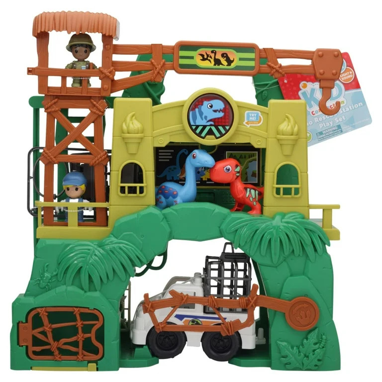 Kid Connection Dinosaur Rescue Station Play Set with Light and Sound, 28 Pcs, Toddler Toys, Age 3... | Walmart (US)