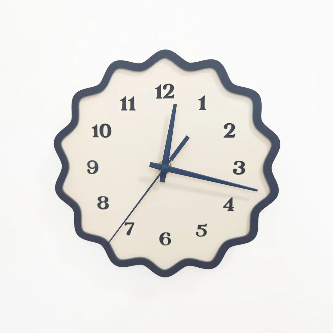 Fluted Geometric Acrylic Wall Clock With Numbers - Midnight Blue and Bone - Etsy | Etsy (Global)