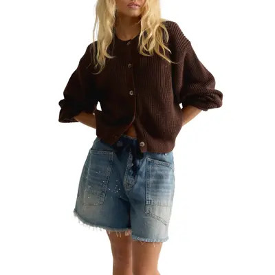Free People Vienna Rib Button Front Cardigan in Ivory at Nordstrom, Size X-Small | Nordstrom