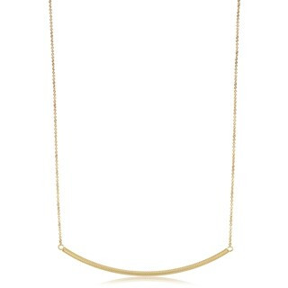 14K Yellow or White Gold Textured Curved Bar Adjustable Length Necklace (adjusts to 17 or 17.5 inche | Bed Bath & Beyond