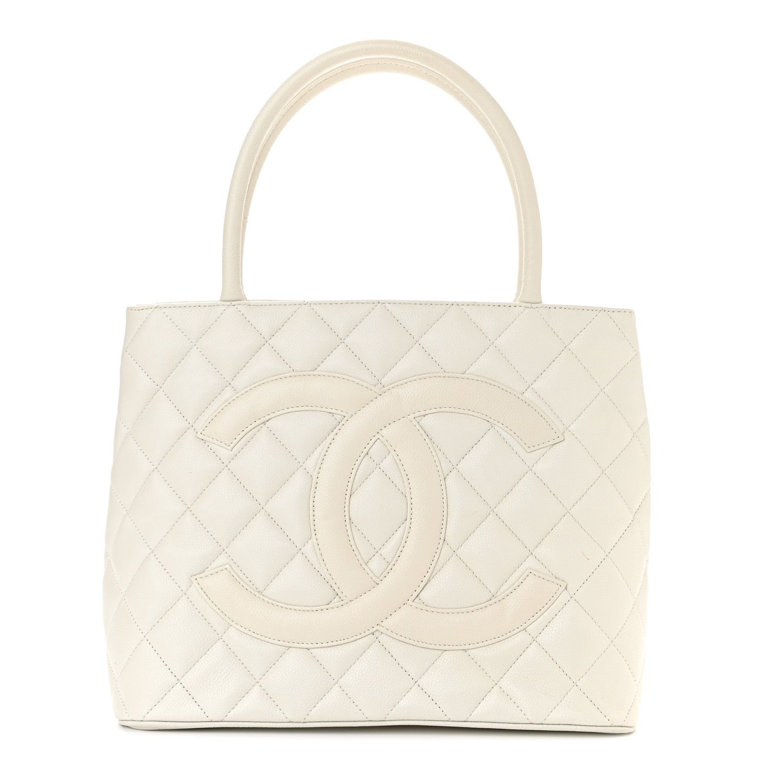 Caviar Quilted Medallion Tote White | FASHIONPHILE (US)