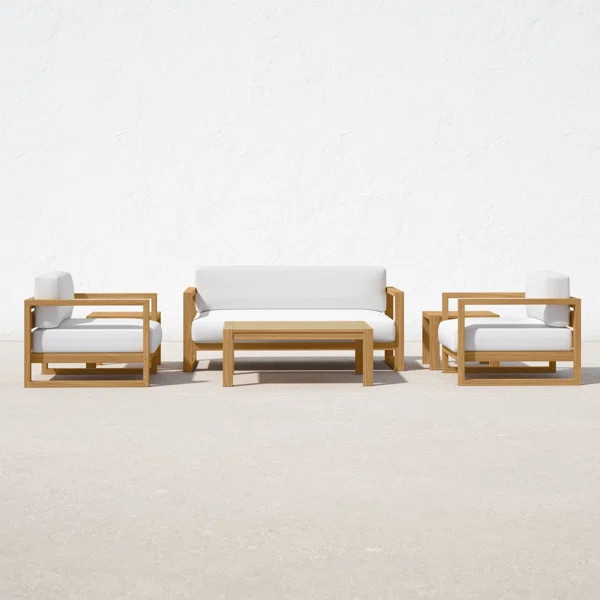 Upland 6 Piece Outdoor Patio Teak Set | Wayfair North America