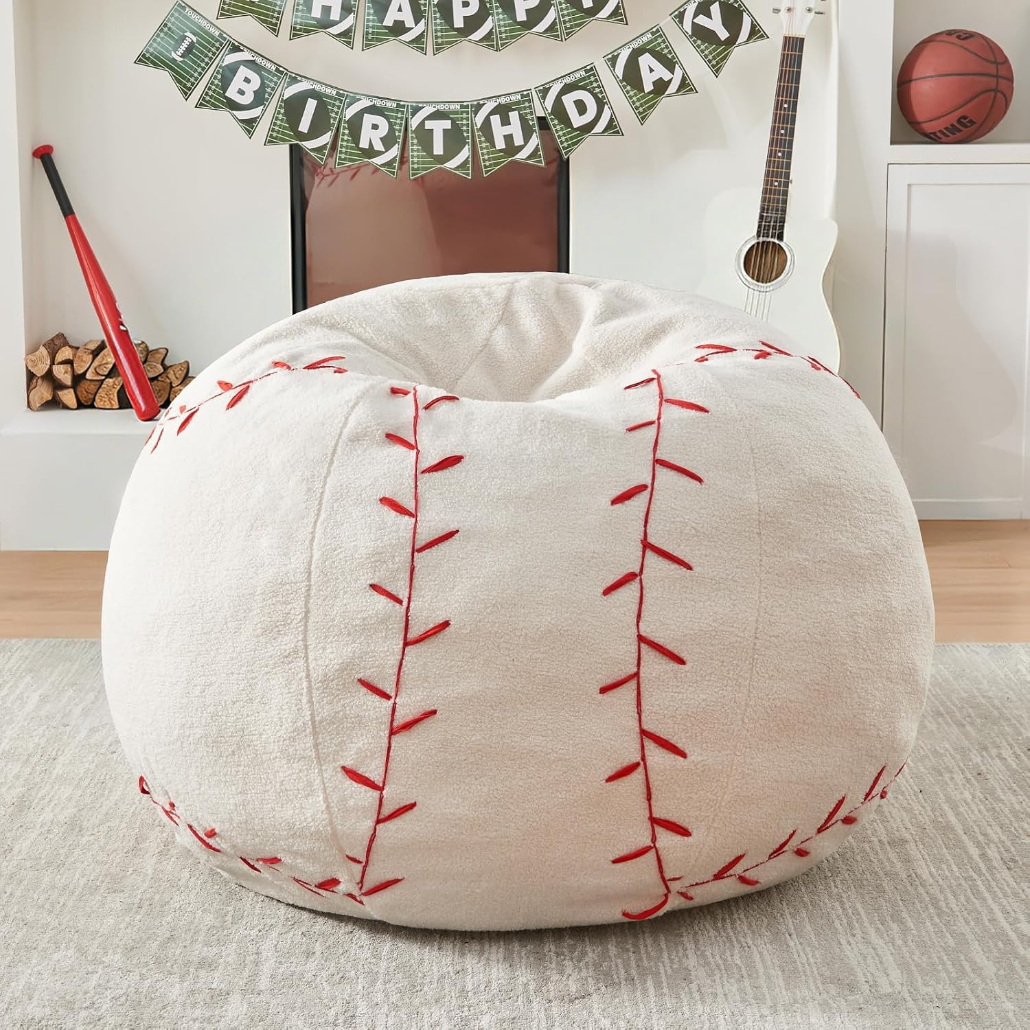Puf de béisbol deportivo, bonito sofá de piso con relleno de espuma | Amazon (US)