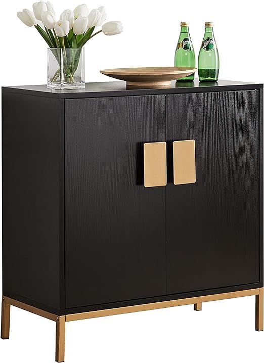 KB Designs - Black/Gold 2 Door Modern Accent Sideboard Buffet Storage Cabinet for Bedroom, Living... | Amazon (US)