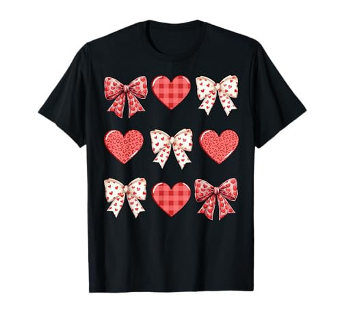 Valentines Day Hearts Leopard Coquette Bow Women Girls Boys T-Shirt | Amazon (US)