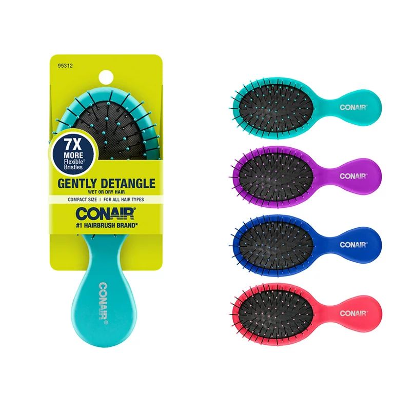 Conair Gentle Detangling Travel-Size Cushion Hairbrush for Wet or Dry Hair, Colors Vary | Walmart (US)