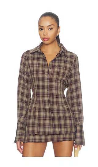 Wynter Cinch Shirt in Plum Plaid | Revolve Clothing (Global)