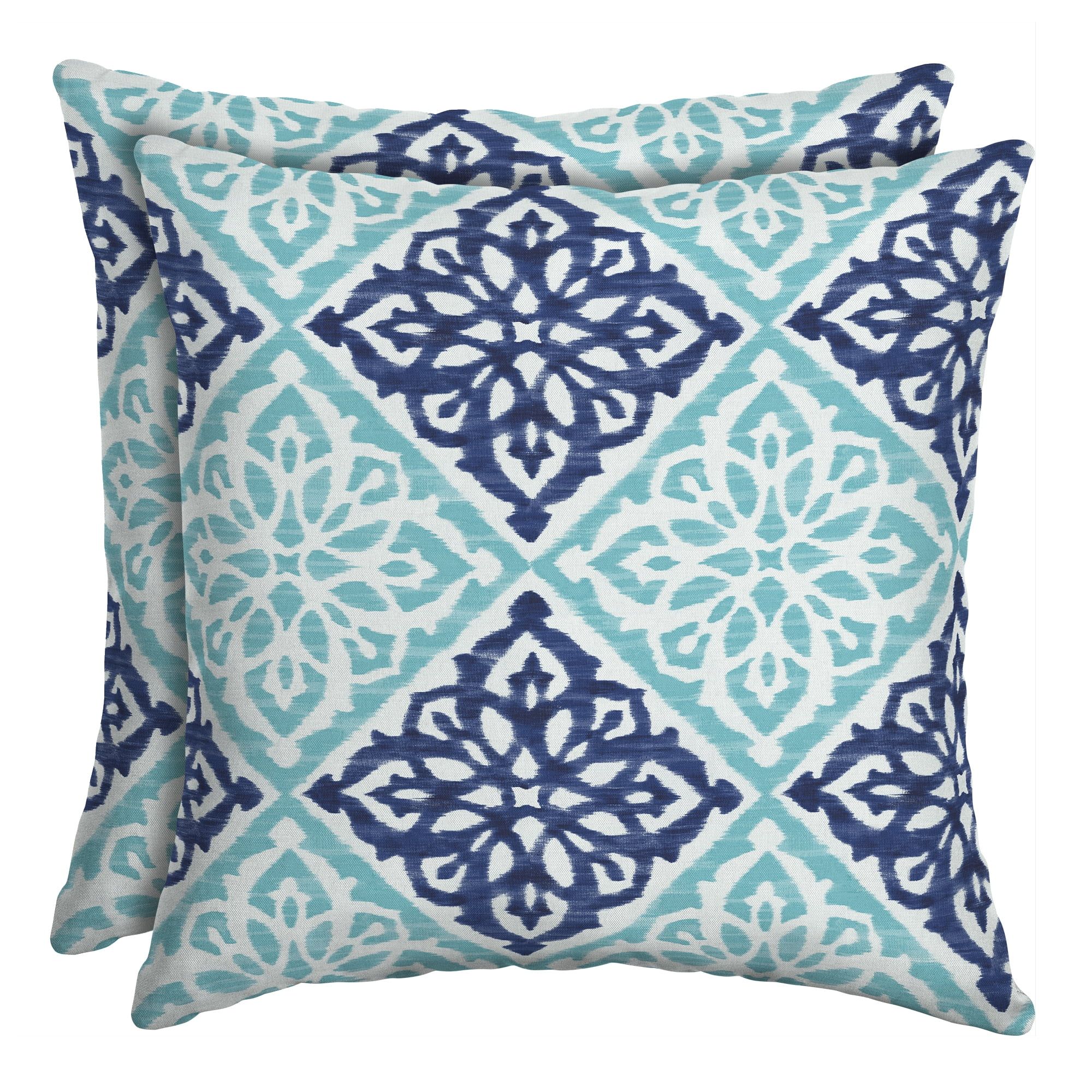 Better Homes & Gardens Blue Medallion 16 in. Square Outdoor Toss Pillow - Set of 2 | Walmart (US)