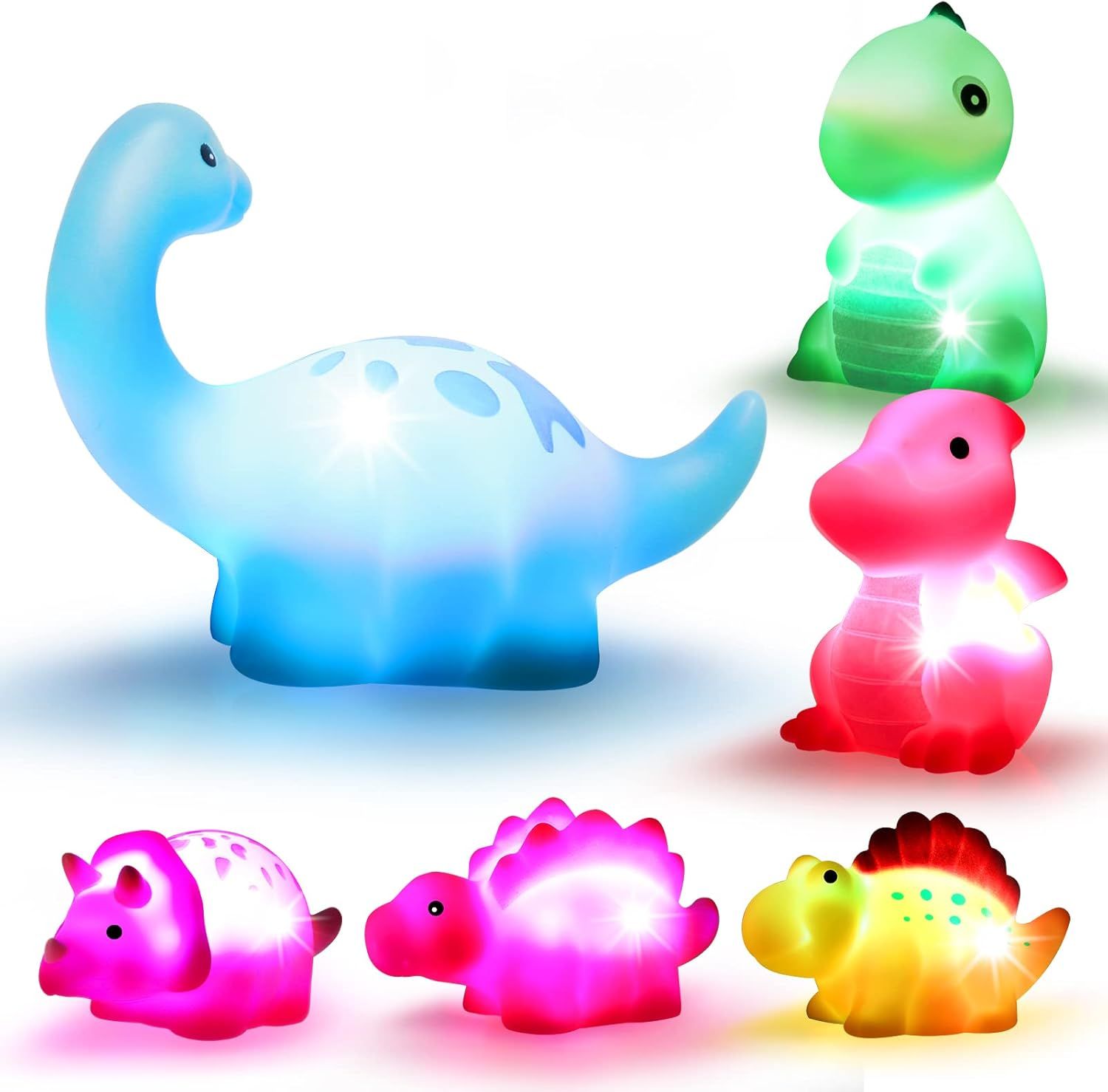 Cibolar Dinosaur Bath Toys Light-Up 6 Packs Floating Bath Toys Set for Baby Toddlers Kids in Birt... | Amazon (US)