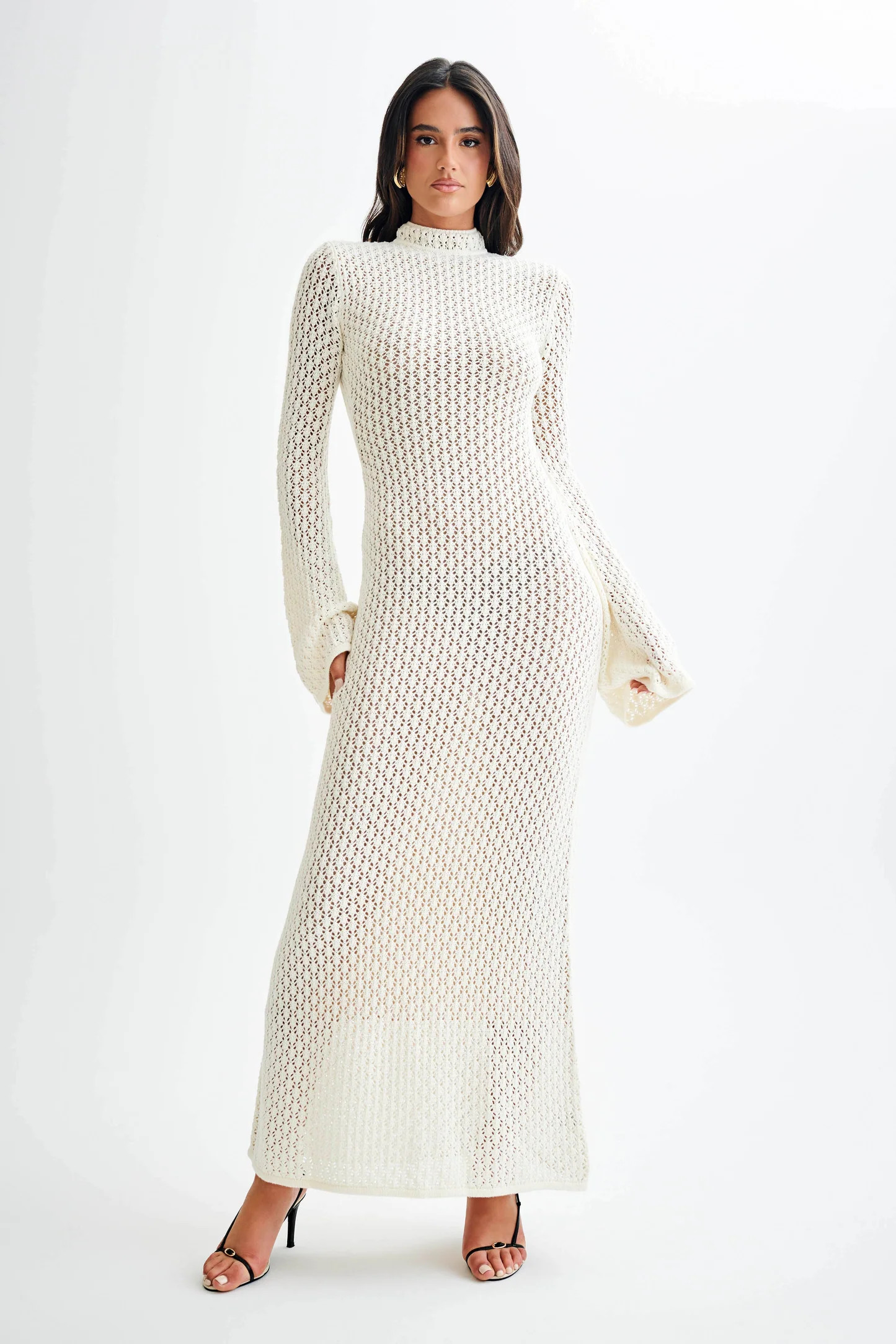 Julia Crochet Open Back Maxi Dress - White | Meshki (APAC)