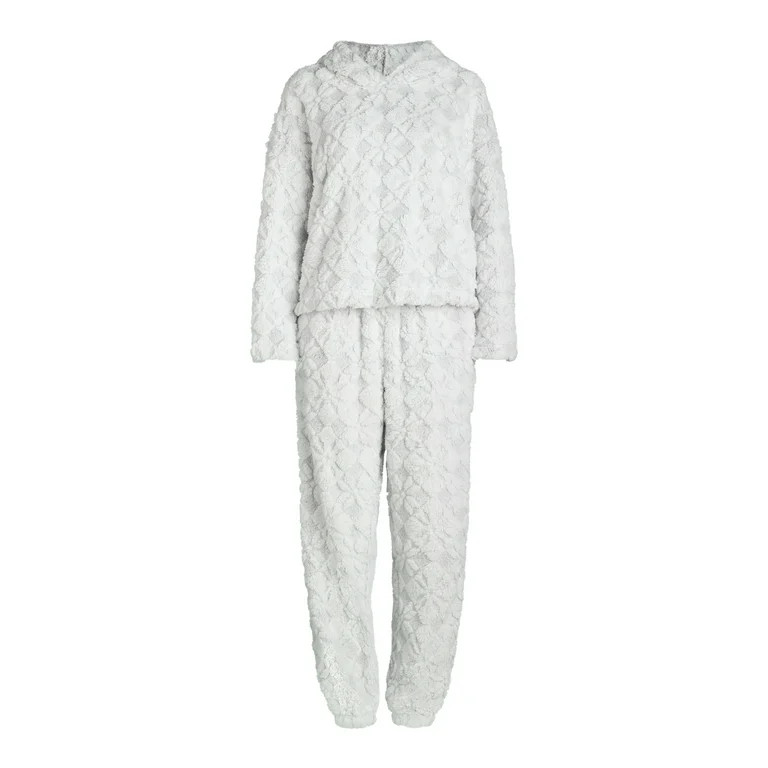 Joyspun Women's Embossed Plush Pajama Set, 2-piece, Size XS to 2X | Walmart (US)