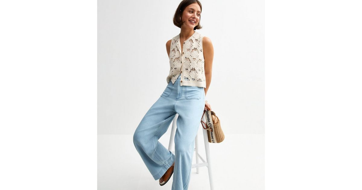 Pale Blue Wide Leg Patch Pocket Soft Denim
						
						Add to Saved Items
						Remove from Save... | New Look (UK)