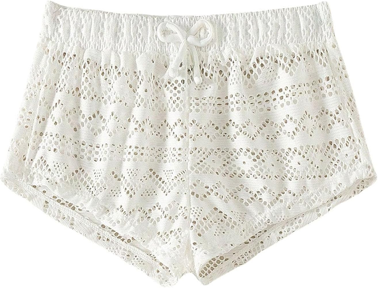 Milumia Girl's Crochet Sheer Coverup Hollow Eyelet Shorts Swim Cover Up Beachwear | Amazon (US)