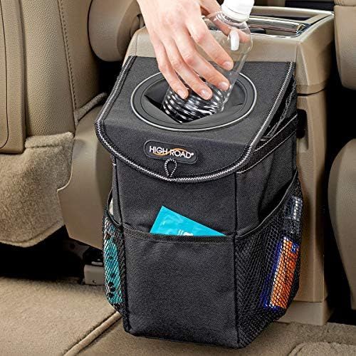 High Road StashAway Car Trash Can with Lid, 3 Storage Pockets and Solid Front and Back Panels for... | Amazon (US)