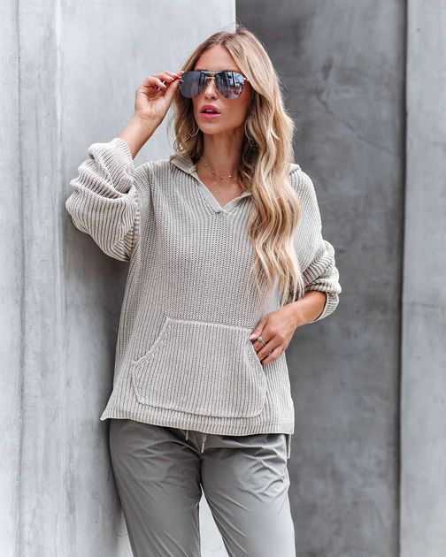 Orion Knit Hooded Pullover Sweater - Taupe - FINAL SALE | VICI Collection