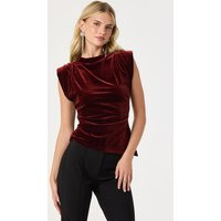ASTR the Label | Velvet Draped Asymmetric Top in Burgundy | Size M | ASTR The Label (US)