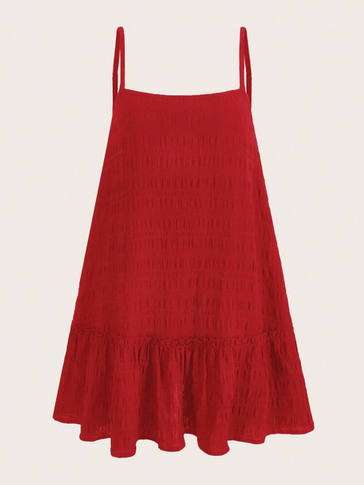 SHEIN EZwear Women's Solid Color Ruffle Hem Cami Dress | SHEIN
